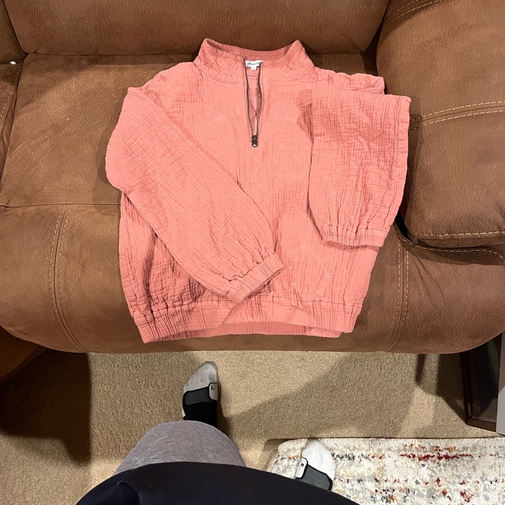 Madewell Rose Dust Diamond Jacquard Half-zip Pullover